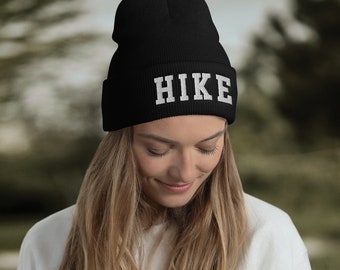 Hike Hat, Hiking Beanie, Embroidered Beanie Hat, Knit Hats Women, Camping Beanie, Hiking Hats for Women, Hiking Gift, Outdoorsy Gift, Hiker