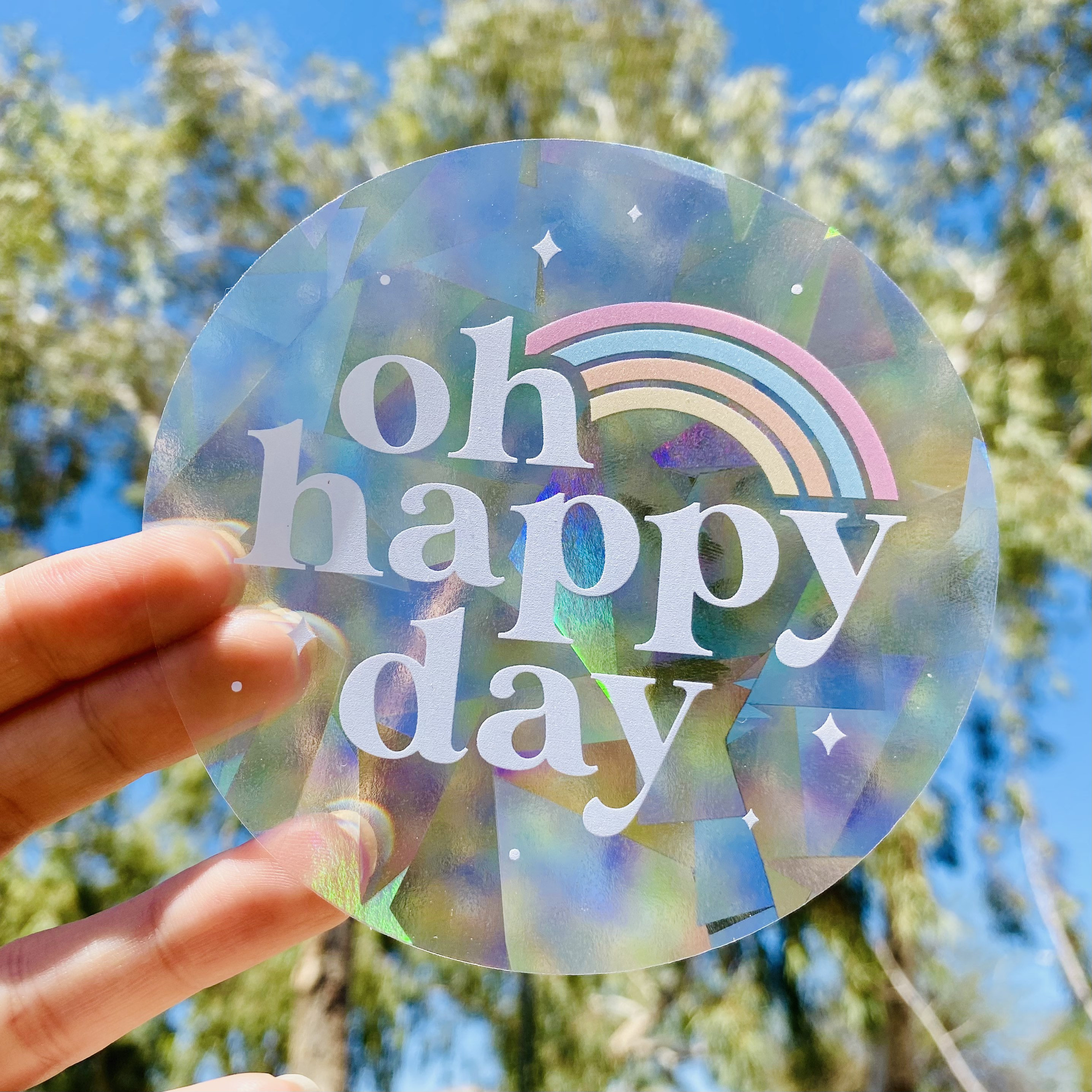 Oh Happy Day, Suncatcher Sticker for Window, Rainbow Window Decal, Ra…