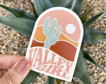 Valley Girl, Desert Stickers, Cactus Stickers for Water Bottle, Stickers for Hydroflask, Nature Sticker, Hiking Gift for Women, Outdoorsy