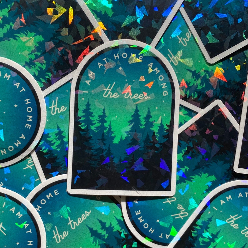 Among the Trees Sparkle Sticker Water Bottle Sticker for Etsy