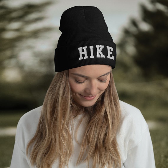 Hike Hat, Hiking Beanie, Embroidered Beanie Hat, Knit Hats Women