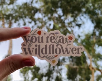 Wildflower Sticker, Nature Girl Stickers for Car, Water Bottle Sticker for Hydroflask, Nature Lover Gift, Hiking Gifts for Women, Outdoorsy