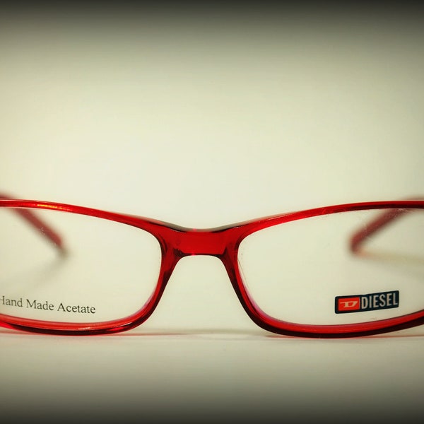 Diesel Grifon Designer Glasses Red Silver Handmade rectangular oval unisex Designer Eyewear NOS