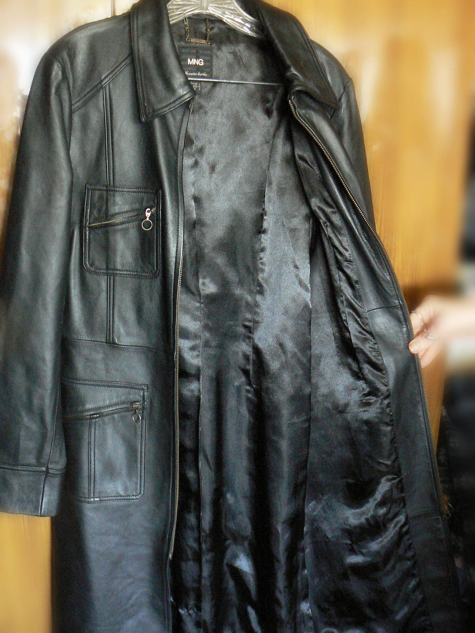 MNG Soft Lamb Leather Black Long Jacket Trench Coat Viscose - Etsy