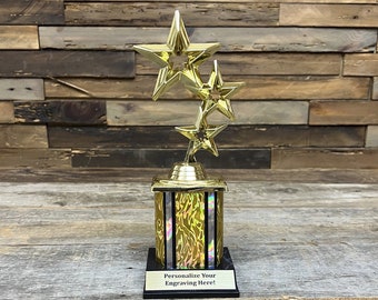 Rising Star Column Trophy 3 Star General Award Free Engraving Generic Gift