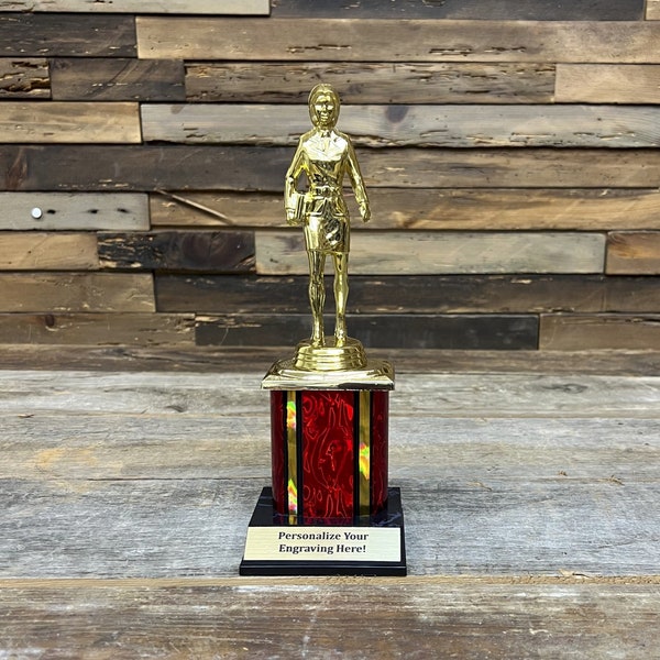 Female Dundie Award With Red Column Trophy The Office TV Show Trophy