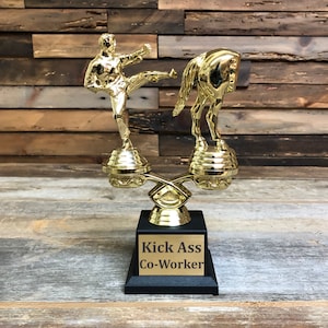 Kick Ass Co-Worker Trophy | Horse Ass Award | Funny Custom Engraved Office Gag Gift | Personalized Funny Trophy | Funny Office Party Gift