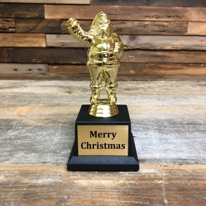 Santa Trophy Merry Christmas Award | Ugly Sweater Contest Trophy | Holiday Party Prize | Festive Holiday Contest | Ugly Sweater Prize |