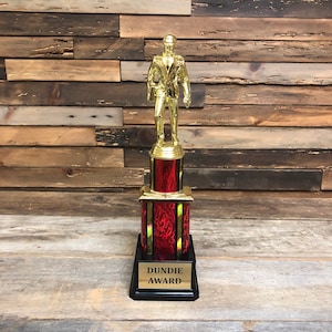 Dundie Award With Two Tiers and Red Columns Trophy The Office TV Show Trophy