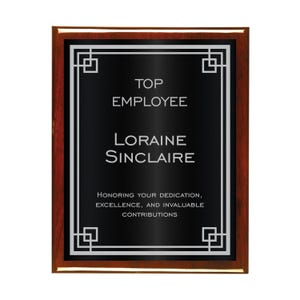 Gravierte Border Plaque mit schwarz/Silber Platte auf Palisander Klavierlack Brett | Plakette für Top Verkäufer, Mitarbeiter & Führung Auszeichnung