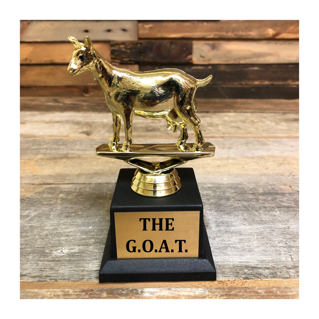 13” Large GOAT Trophy with Custom Engraving on Personalized Plate, Funny  Goat Office Award, “Greatest of All Time” Award for Champion, Mom, Dad