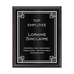 Gravierte Border Plaque mit schwarz / silberner Platte auf schwarzem Brett | Plakette für Top Verkäufer & Mitarbeiter des Jahres Auszeichnung | Erfolgs-Auszeichnung