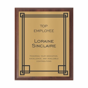 Engraved Border Plaque with Gold/Black Plate on Cherry Board | Plaque for Top Sales, Employee Achievement Award | Lifetime Achievement Award