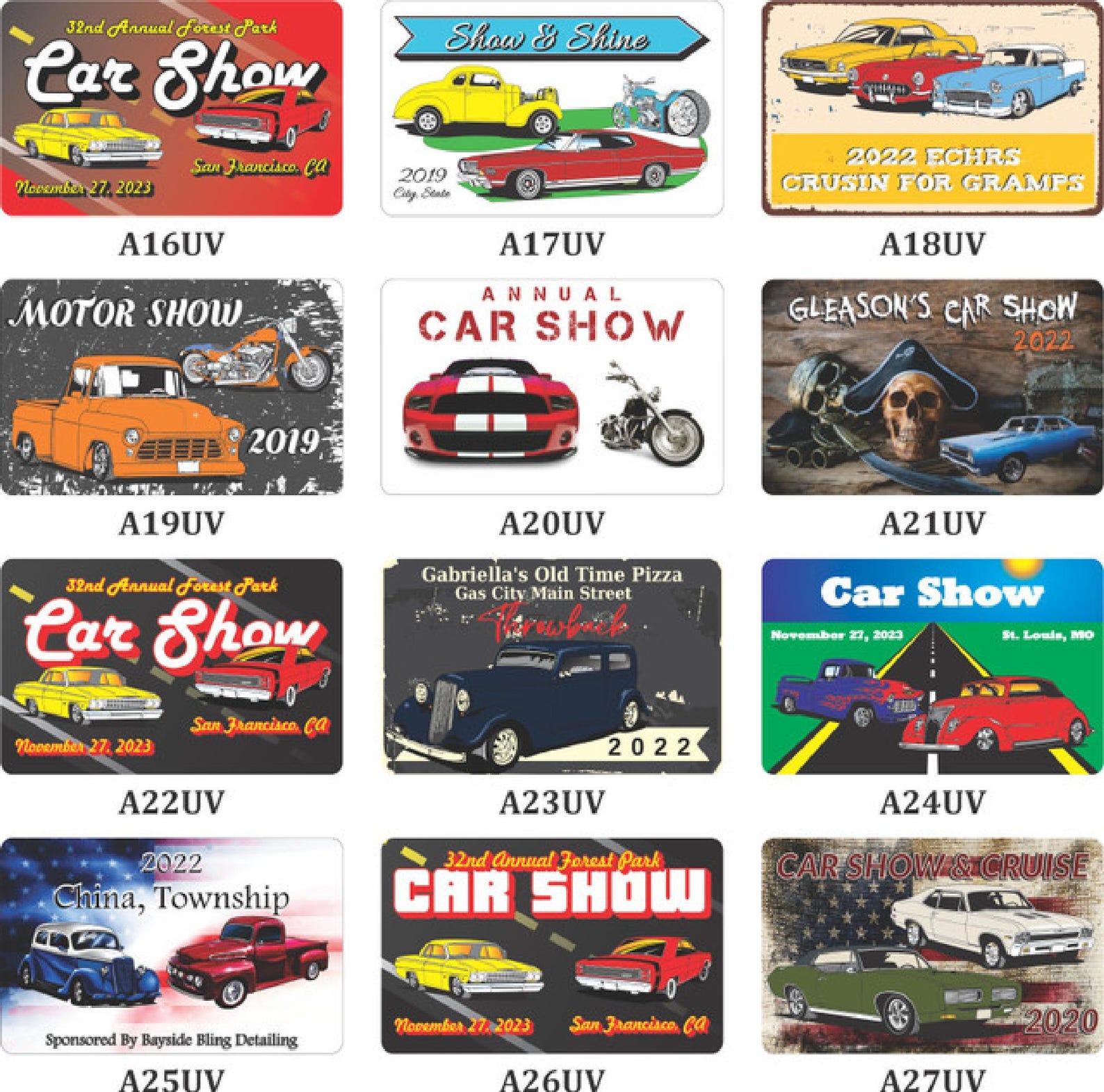 Sold per Pack | Full Color PVC Car Dash Plaque | Custom Car Show Name ...