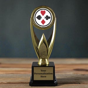 Poker Trophy Hold&#39;em Omaha Full House Trophy | Personalized Hold’em Champion Prize | Funny Card Shark Gift | Family Game Night Winner