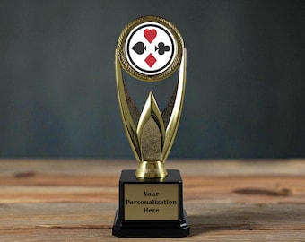Poker Trophy Hold'em Omaha Full House Trophy | Personalized Hold’em Champion Prize | Funny Card Shark Gift | Family Game Night Winner