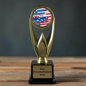 Redneck Award American Flag Trophy | Stars and Stripes Victory Design for Champions of Any Competition | Patriotic Champion Trophy