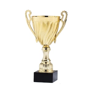 Personalized Gold Trophy Cup: Marble Base, Engraved Plate