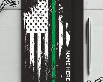 Vaterländisches Notizbuch Amerikanische Flagge Grüner Streifen für Park Wächter, Militär oder andere Bundesdienste | Vaterländisches Militär Notizbuch