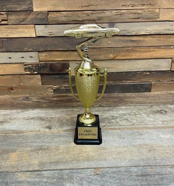 Trophée Rallye Auto – Coupe Sport Automobile Sur Socle Marbre Noir, Gravure Personnalisée (3 Tailles)