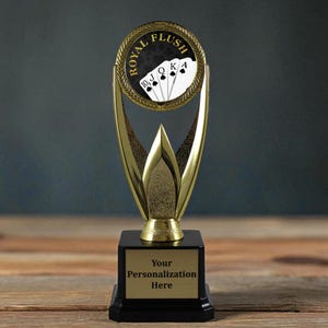 Royal Flush Trophy Bad Beat Award | Family Poker Night Champion Prize | Stud of the Table Poker Trophy | Best of All Time Card Shark Gift
