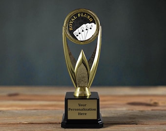 Royal Flush Trophy Bad Beat Award | Family Poker Night Champion Prize | Stud of the Table Poker Trophy | Best of All Time Card Shark Gift
