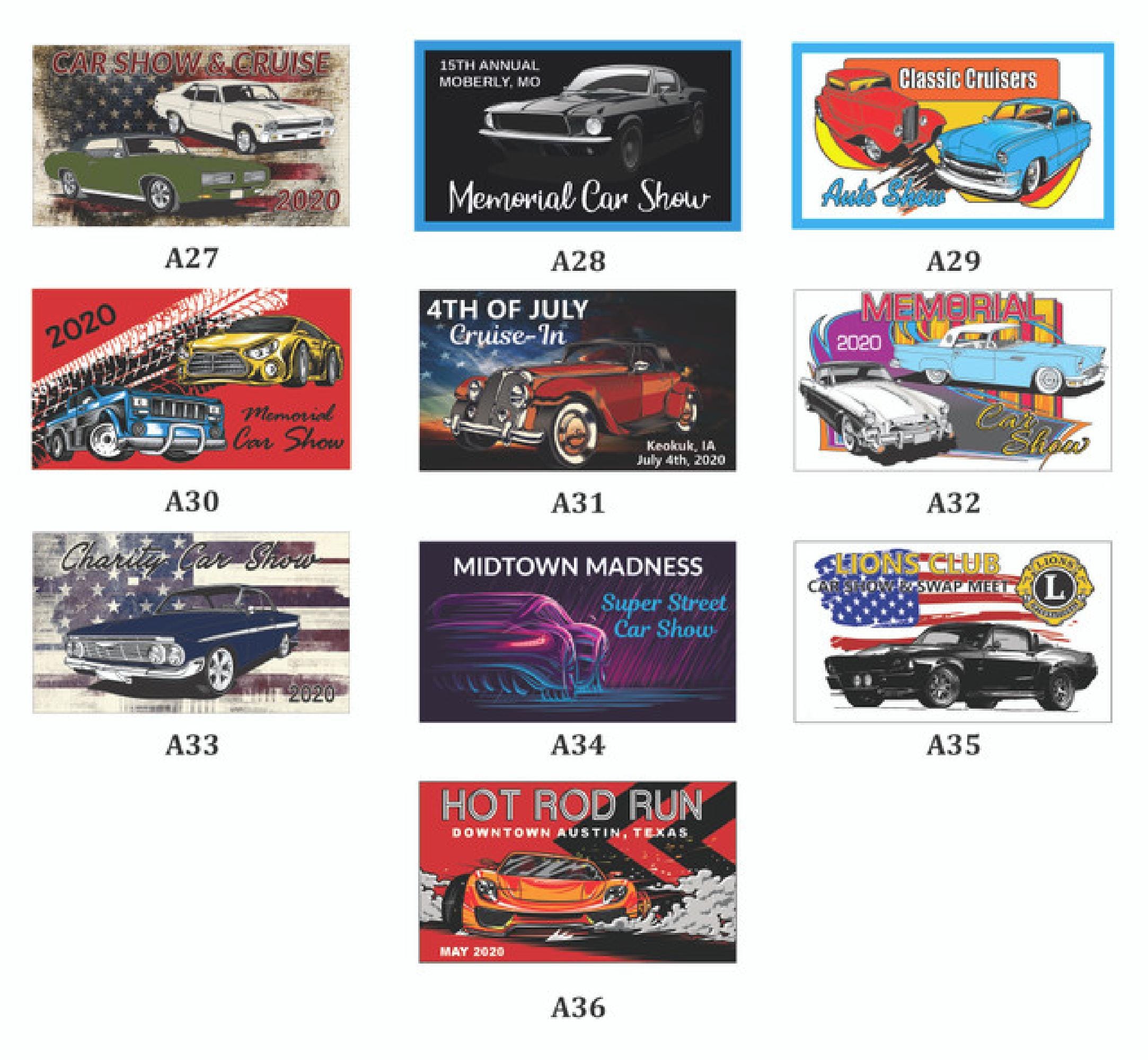 Sold per Pack | Custom 2x3.5 Dash Plaque | Car Show Signs