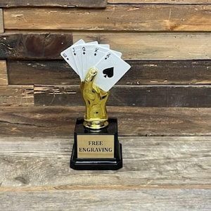 Poker Hand Trophy | Custom Casino Award | Personalized Game Night Keepsake | Achievement Award for Gamblers & Card Enthusiasts | Card Champ