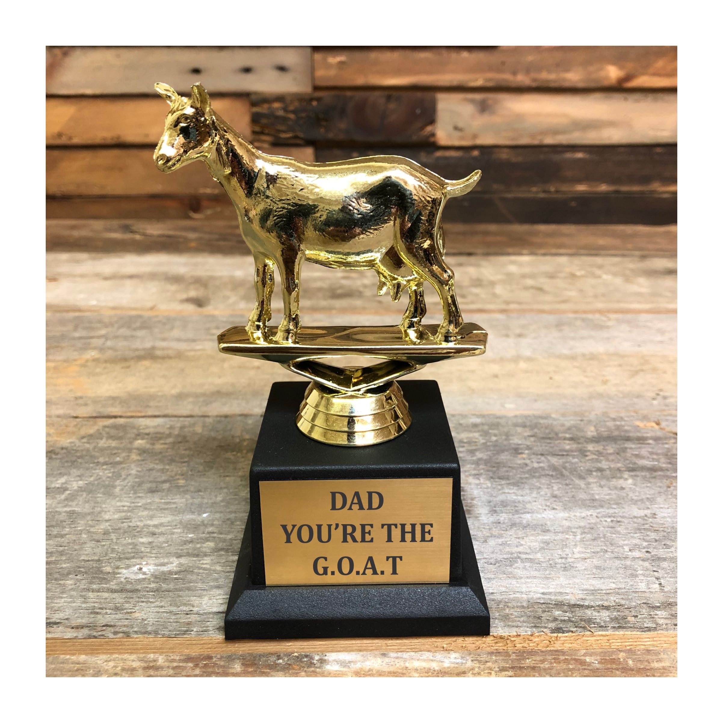 13 G.O.A.T. Trophy with Custom Engraving on Personalized Plate