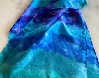 Hand painted Habotai silk scarf~ wearable art