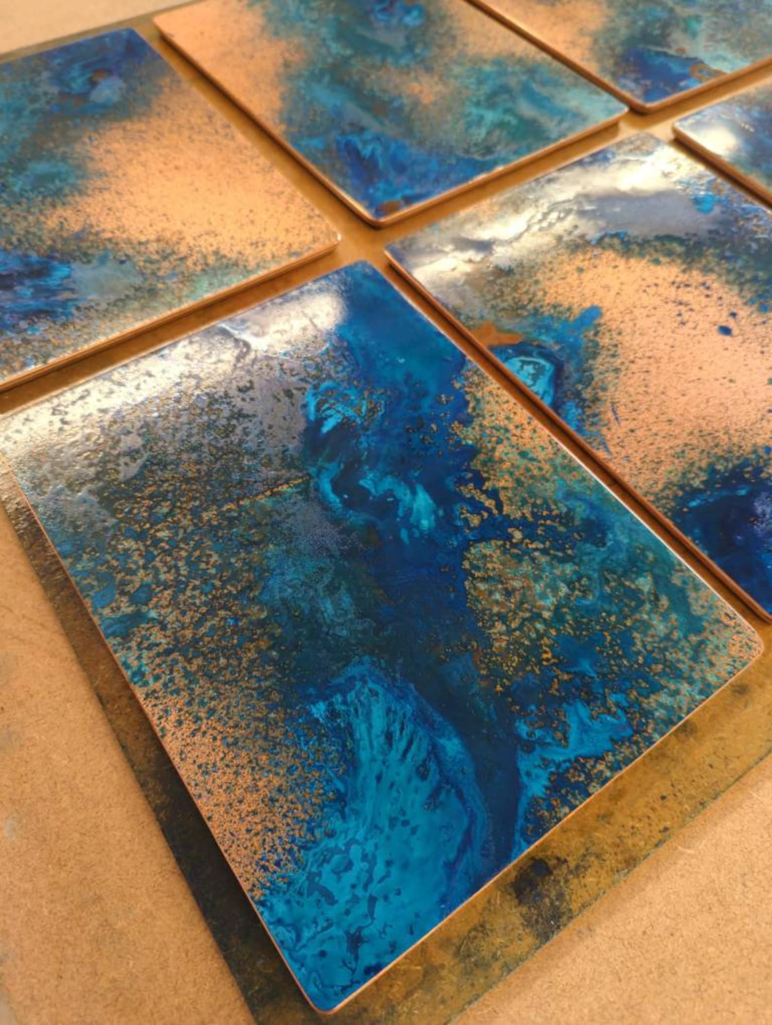 Copper Placemat and Coaster Set Etsy UK