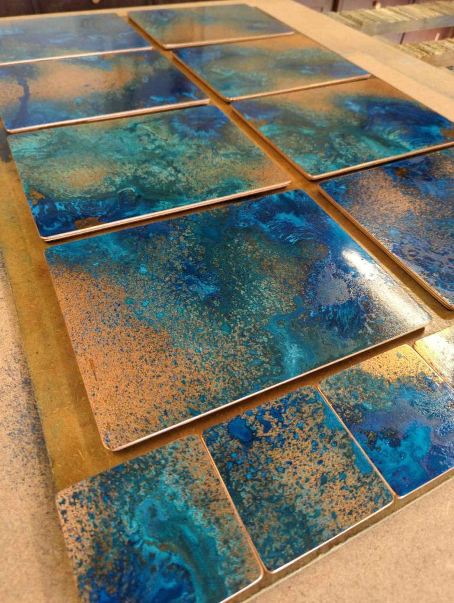 Copper Placemat and Coaster Set Etsy UK