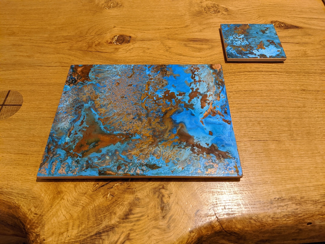Copper Placemat and Coaster Set Etsy UK