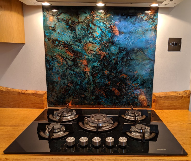 Copper Splashback Weathered Patina Backsplash Etsy UK