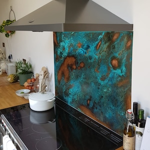 Copper Splashback Weathered Patina backsplash