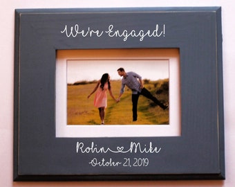 Engagement Picture Frame, 5x7 frame, 4x6 frame,  Personalized, Personalized Engagement Gift, Gift for Couple
