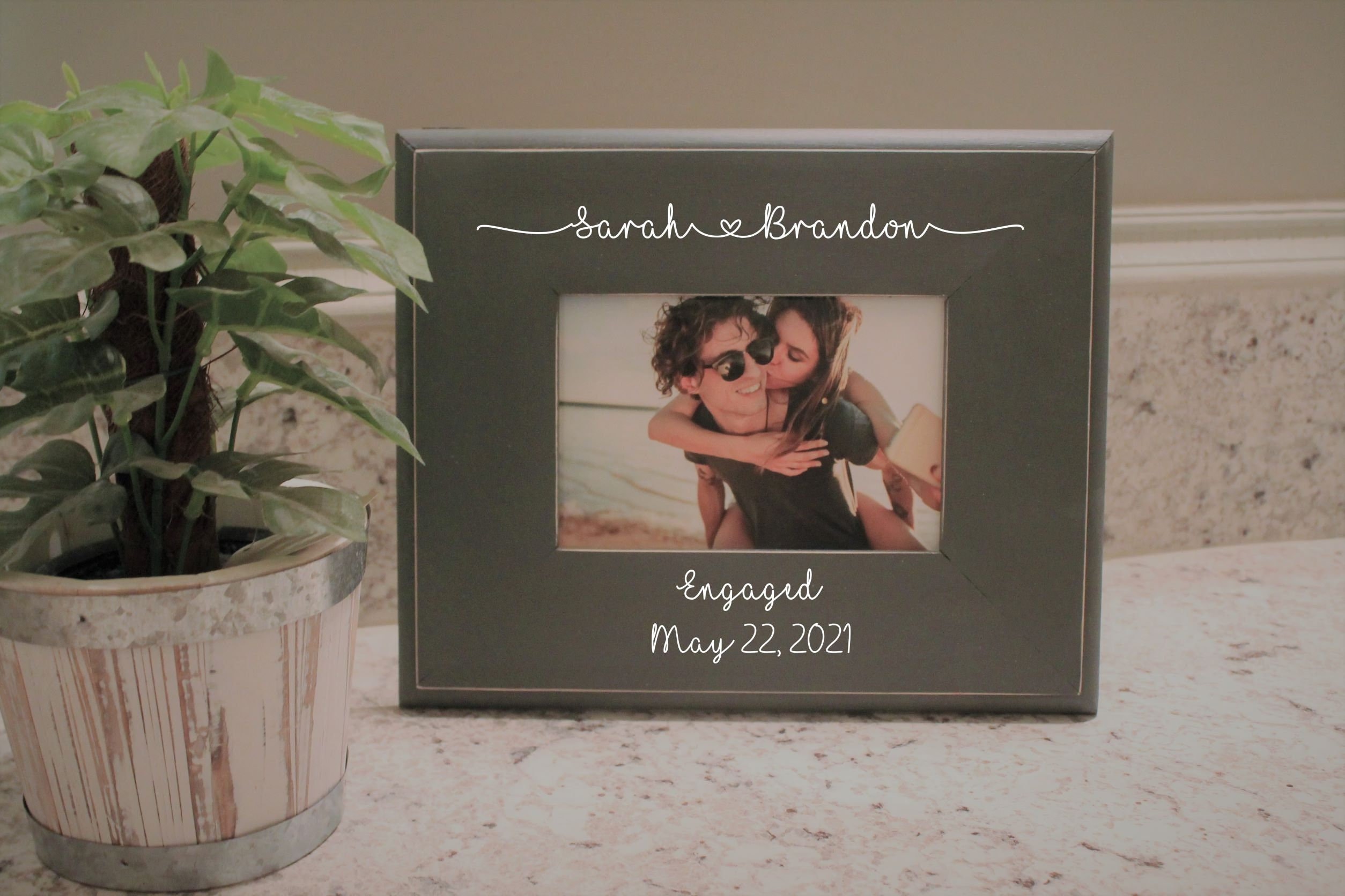 Personalized Engagement Picture Frame, Engagement Gift, Gift for Couple, Proposal Picture Frame, Personalized Frame, Bridal Gift