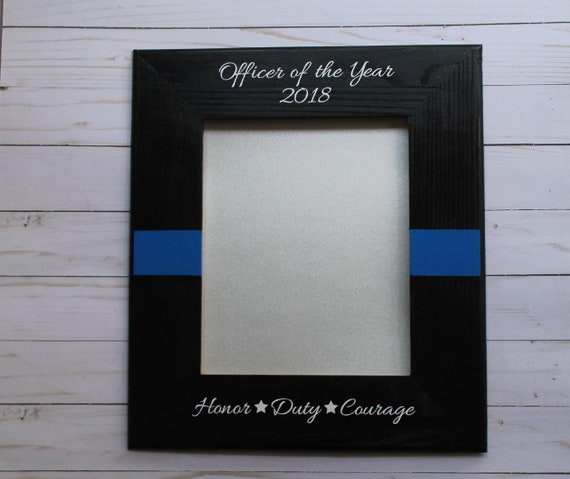 Thin Blue Line Police Officer Honor Duty Courage Flag License Plate Frame Gift