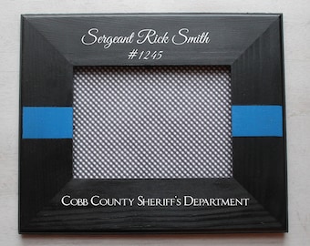 Personalized Police Picture Frame, Police Officer Gifts, Police Graduation Gift, Thin Blue Line, Police Gift for Him, 5x7 frame, 4x6 frame