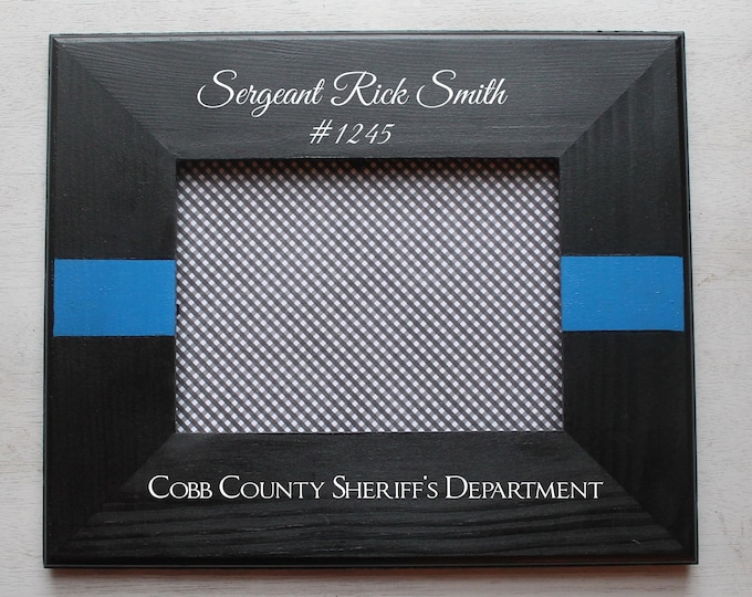 Personalized Police Picture Frame, Thin Blue Line Gift, 4x6 5x7 - Etsy