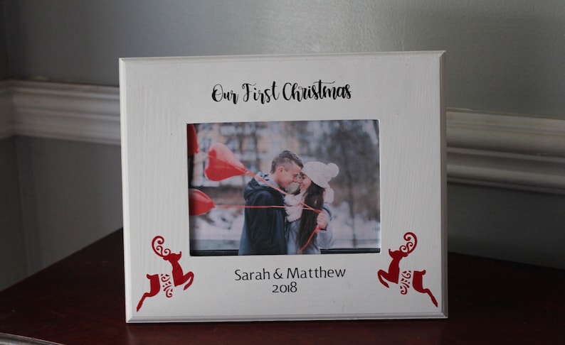 Houswarming Gift New Couple Gift Personalized Wedding Frame Christmas Gift Our First Christmas Christmas Picture Frame Wedding Gift