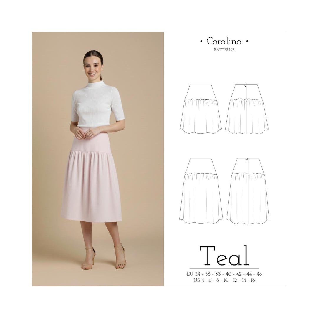 Buy Gathered Skirt With Yoke PDF Sewing Pattern Sizes 4-16 (EU