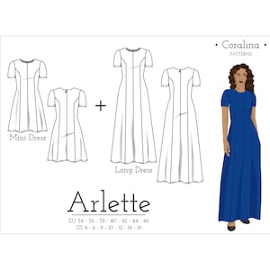 Eight panel Dress PDF Sewing Pattern Princess Seam Dress With Sleeves
