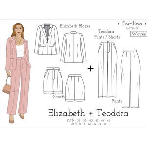 Simple Blazer + Dress Pants PDF Sewing Patterns | Pattern Bundle | Sizes 4-16 (EU 34-46) | Instant Download