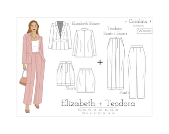 Simple Blazer + Dress Pants PDF Sewing Patterns | Pattern Bundle | Sizes 4-16 (EU 34-46) | Instant Download