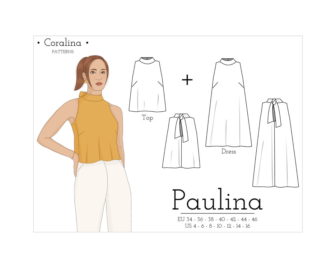 Bow Halter Top PDF Sewing Pattern Halter Neck Dress Pattern Sizes 416