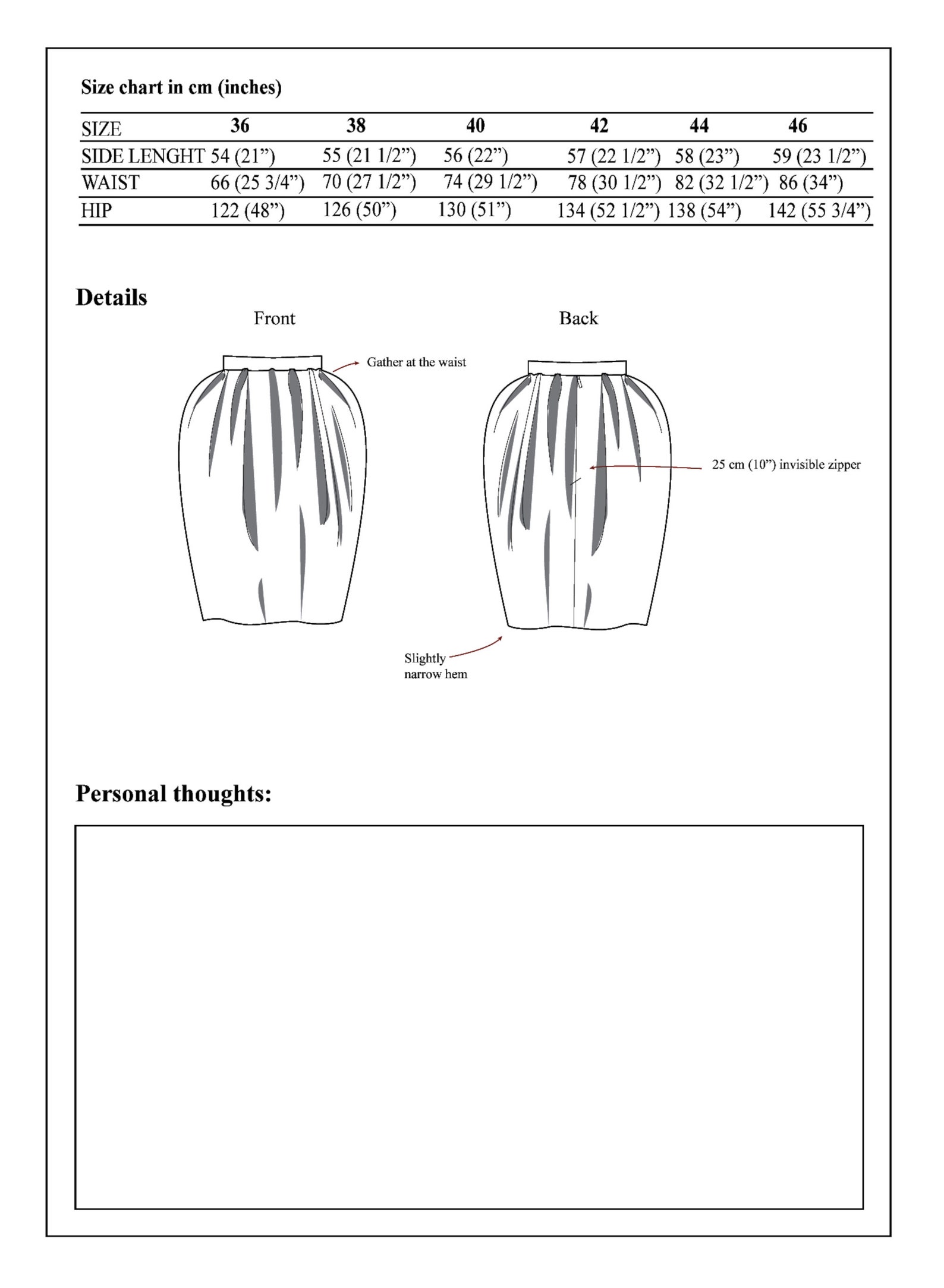 Tulip Skirt PDF Sewing Pattern Etsy India