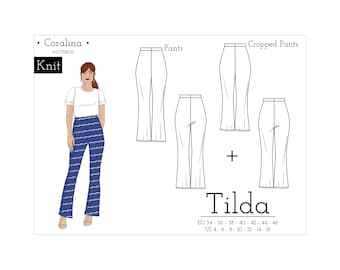Flare Knit Pants Sewing Pattern | Leggings | Sizes 4-16 (EU 34-46) (PDF Pattern)