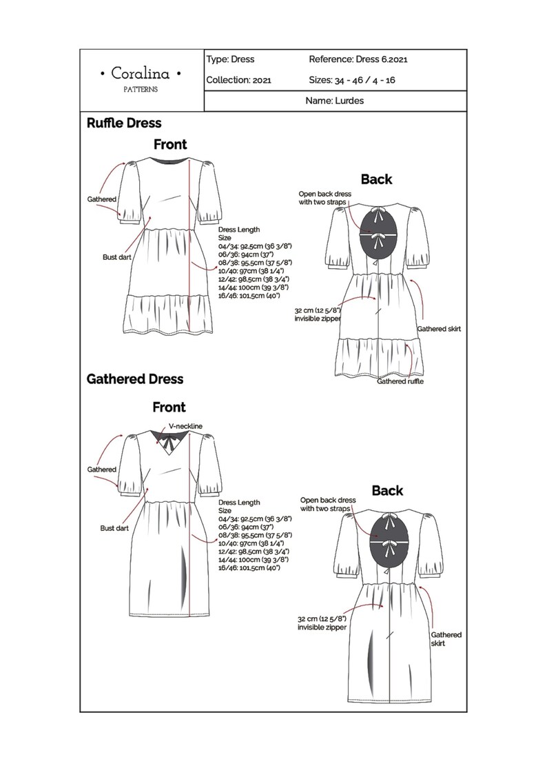 Open Back Tiered Dress PDF Sewing Pattern Sizes 4-16 EU | Etsy