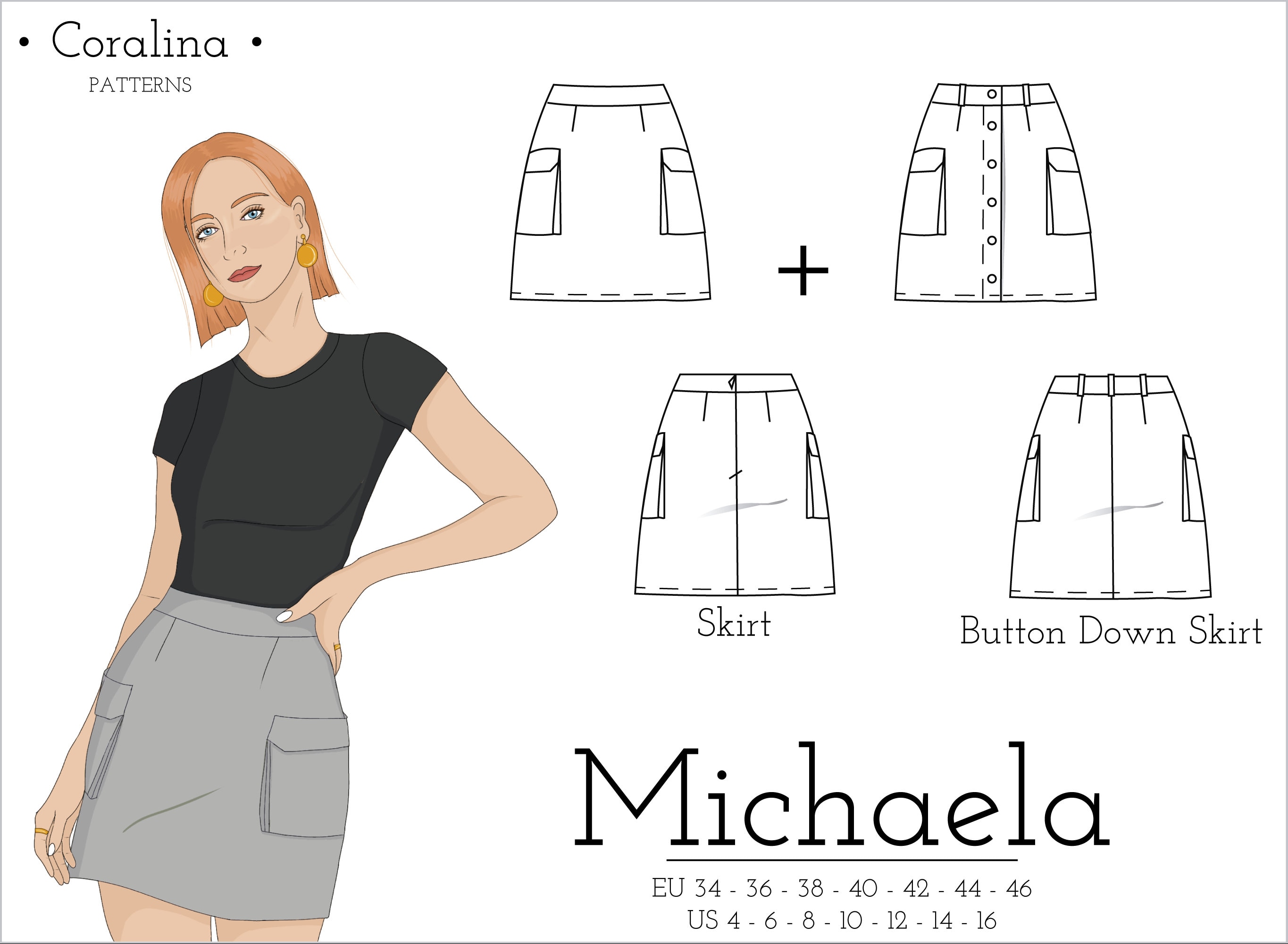 Bias Cut Top + Mini Cargo Skirt PDF Sewing Patterns